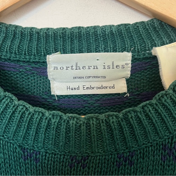 Vintage Northern Isles Hand Embroidered Westie Dog Sweater Scottish Beret Knit - Picture 4 of 10